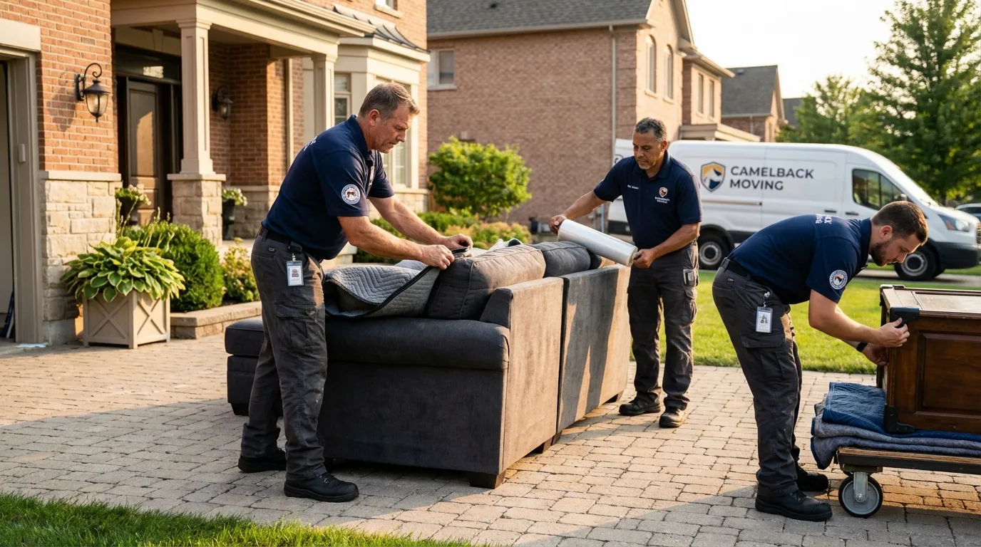 Large estate moving crew wrapping furniture in Crump, TN